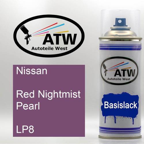 Nissan, Red Nightmist Pearl, LP8: 400ml Sprühdose, von ATW Autoteile West.
